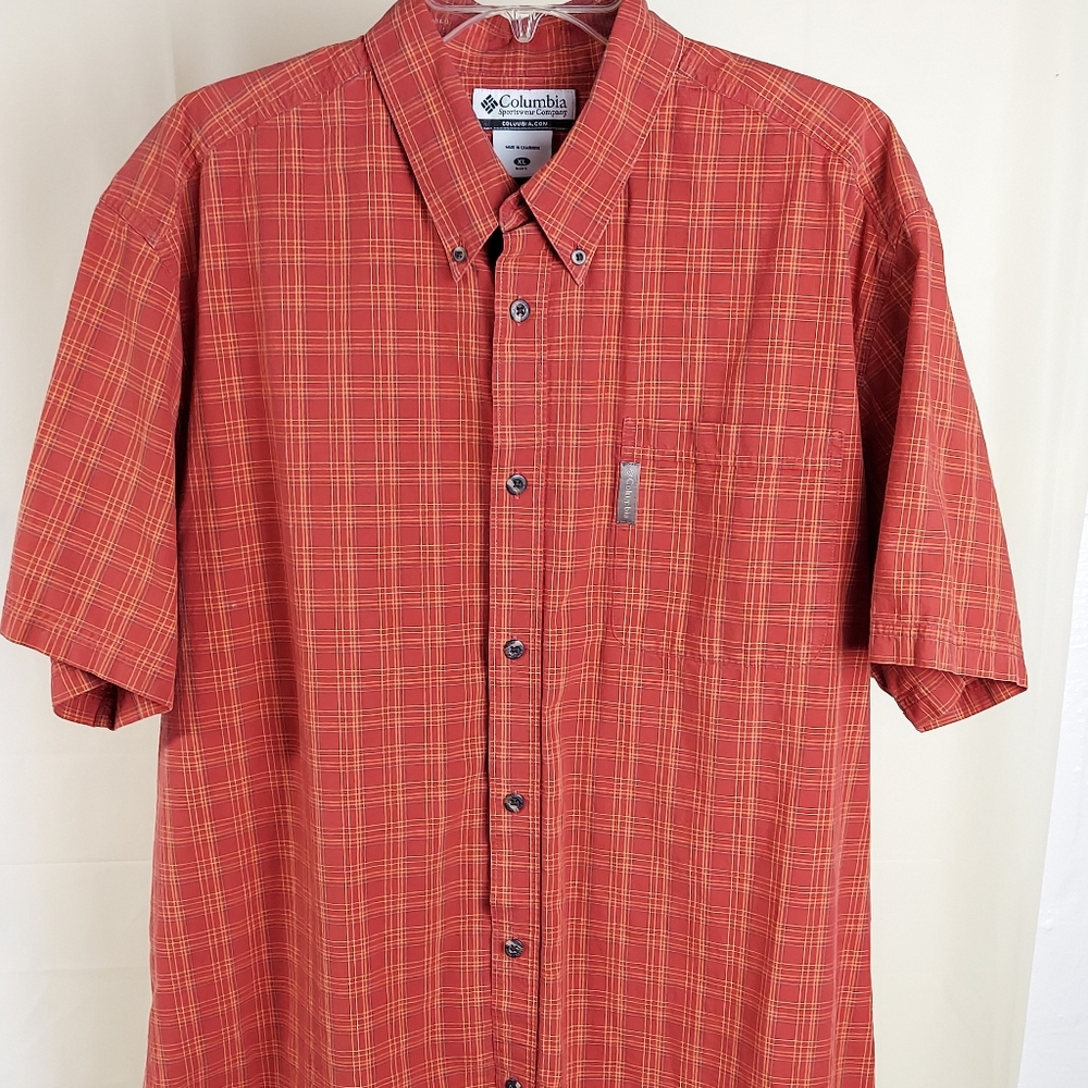 Columbia Mens Short Sleeve Shirt Size XL Plaid